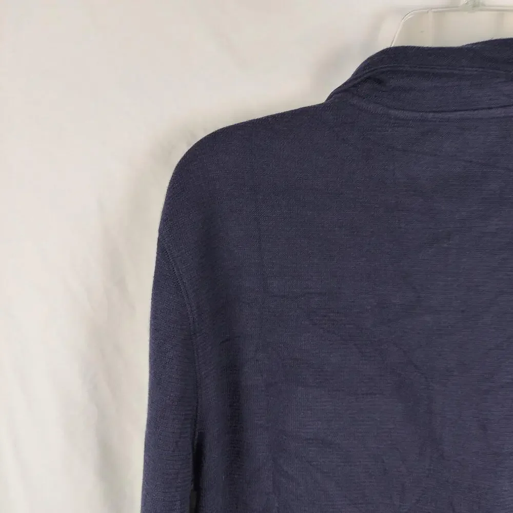 Banana Republic Sweater Mens Small Blue Full Zip Mock Neck Knit Pockets Casual